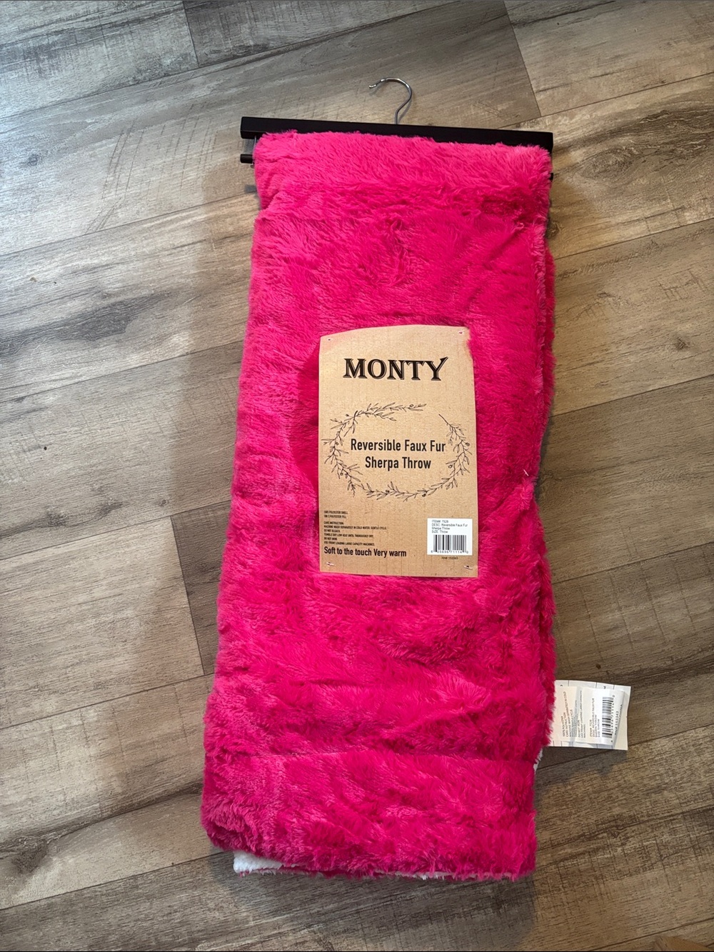 Reversible Faux Fur Sherpa Throw - Hot Pink